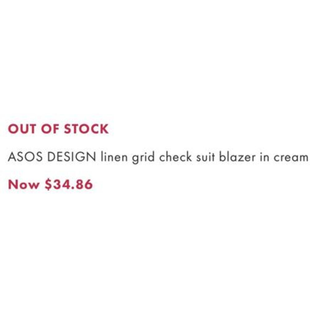 ASOS DESIGN linen grid check suit blazer in cream size US 14‎ UK 18 - Picture 3 of 5